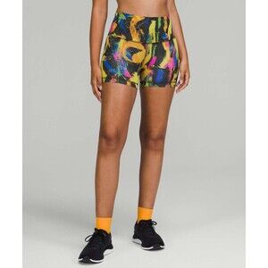 NWT Lululemon Wunder Train High Rise Short 6" Undertone Black Yellow Size 0 #404